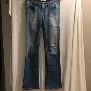 Hollister light wash with dark bottoms flare jeans